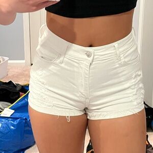 White wash jean shorts